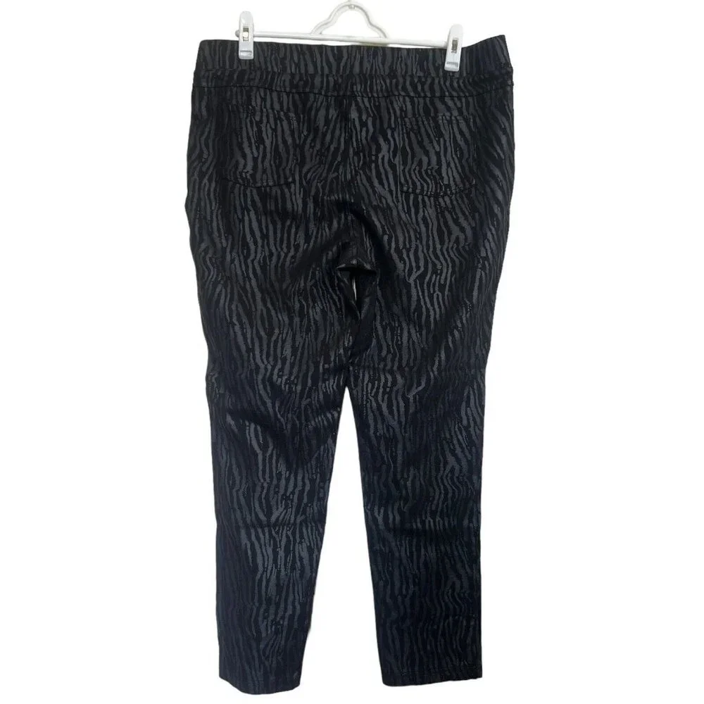 Soft Surroundings Super‎ Stretch Pull-On Ankle Pants Black XL Zebra Mob Wife